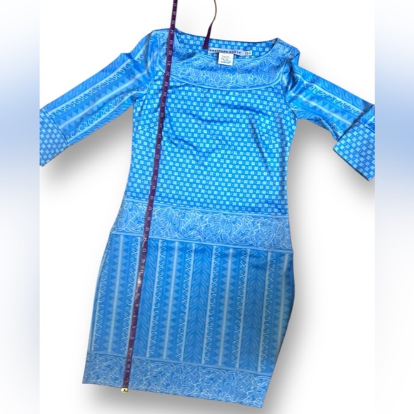 Gretchen Scott blue and white pattern dress 3/4 sleeve size XXS - Picture 8 of 10